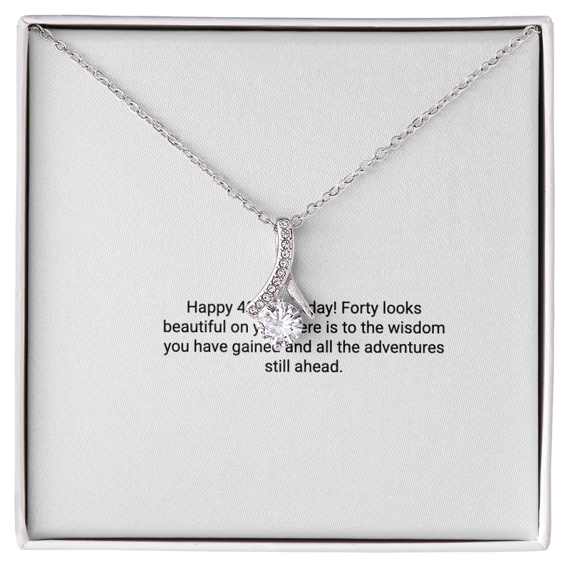 Necklace resting on its message card